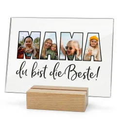 Personalisierbares Acrylglas als Geschenk für die beste Mama | Acrylbild mit 3 Fotos