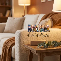 Personalisierbares Acrylglas als Geschenk für die beste Mama | Acrylbild mit 3 Fotos
