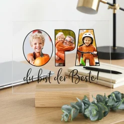 Personalisierbares Acrylglas mit 3 eigenen Fotos | Acrylbild als Geschenk für den besten Opa