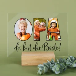 Personalisierbares Acrylglas mit 3 eigenen Fotos | Acrylbild als Geschenk für den besten Opa