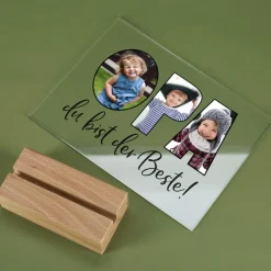 Personalisierbares Acrylglas mit 3 eigenen Fotos | Acrylbild als Geschenk für den besten Opa