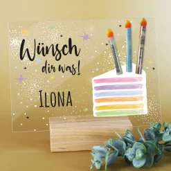 Personalisierbares Acrylschild zum Geburtstag | Perfekt als Geldgeschenk | Tortenmotiv