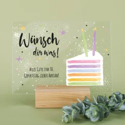 Personalisierbares Acrylschild zum Geburtstag | Perfekt als Geldgeschenk | Tortenmotiv