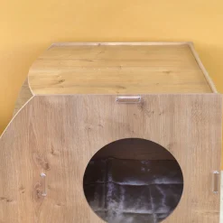 Personalisierbares clipfritz Katzenhaus mit Futterstation | Holz Haus mit Name für Katzen