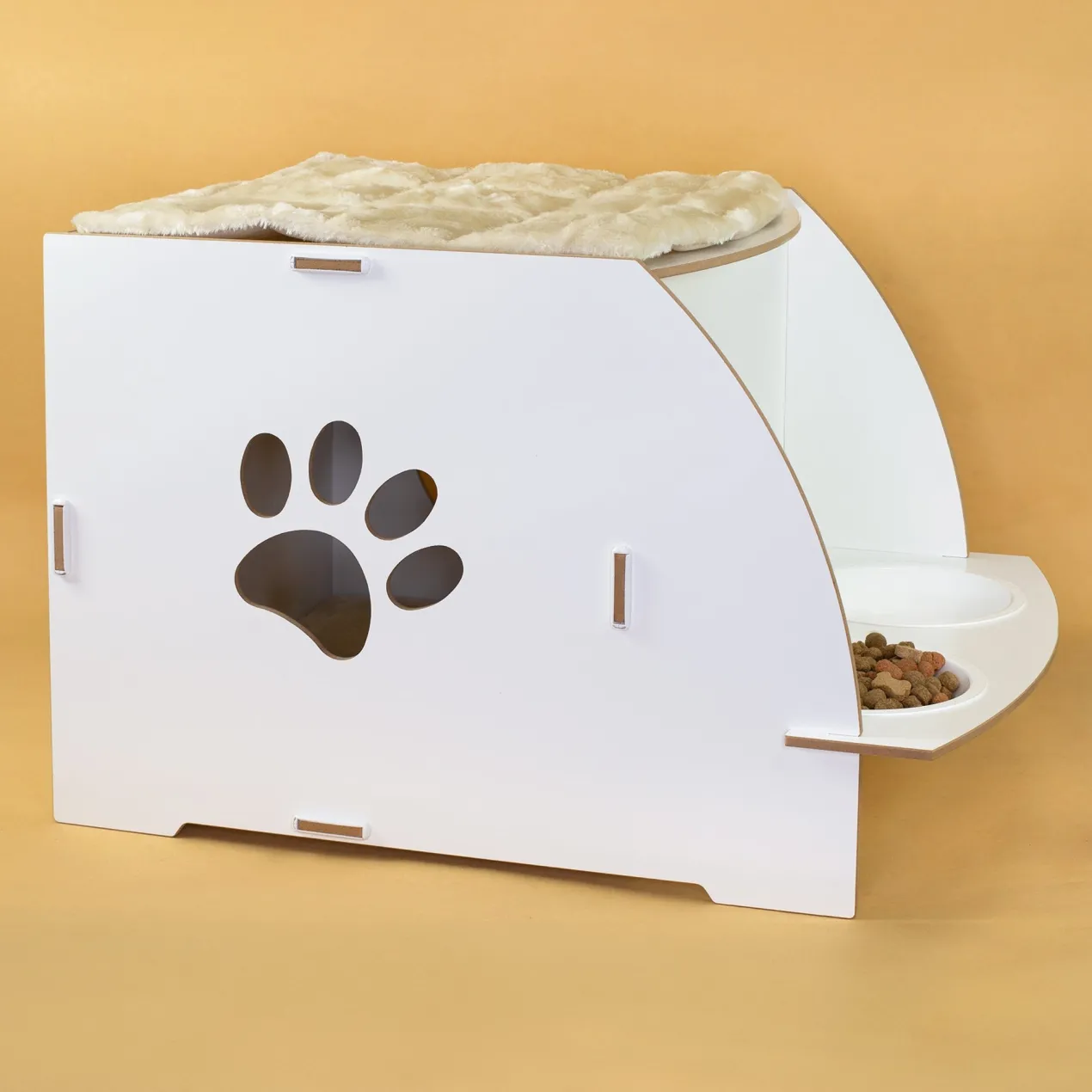 Personalisierbares clipfritz Katzenhaus mit Futterstation | Holz Haus mit Name für Katzen