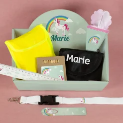 Personalisierbares Einhorn Geschenkset zur Einschulung für Mädchen | 8 Teile
