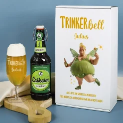 Personalisierbares Geschenkset 'Trinkerbell' mit Bier, Glas & Geschenkbox | 3 Biersorten