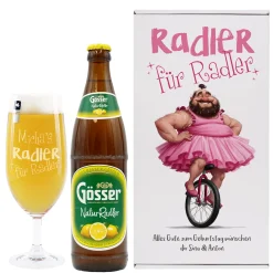 Personalisierbares Geschenkset für Radler mit Gösser NaturRadler, Bierglas & Geschenkbox