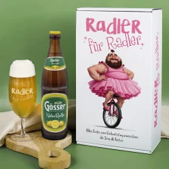 Personalisierbares Geschenkset für Radler mit Gösser NaturRadler, Bierglas & Geschenkbox