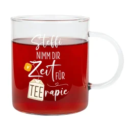 Personalisierbares Leonardo-Teeglas mit lustigem TEErapie-Spruch & Name | Geschenk für Genießer 570 ml
