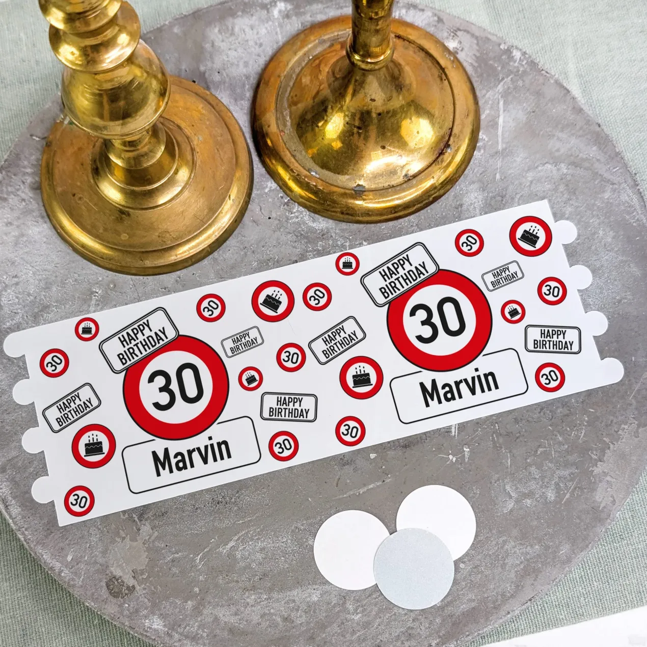 Personalisierbares Ritzenhoff Windlicht zum Geburtstag mit Name & Alter | Verkehrszeichen
