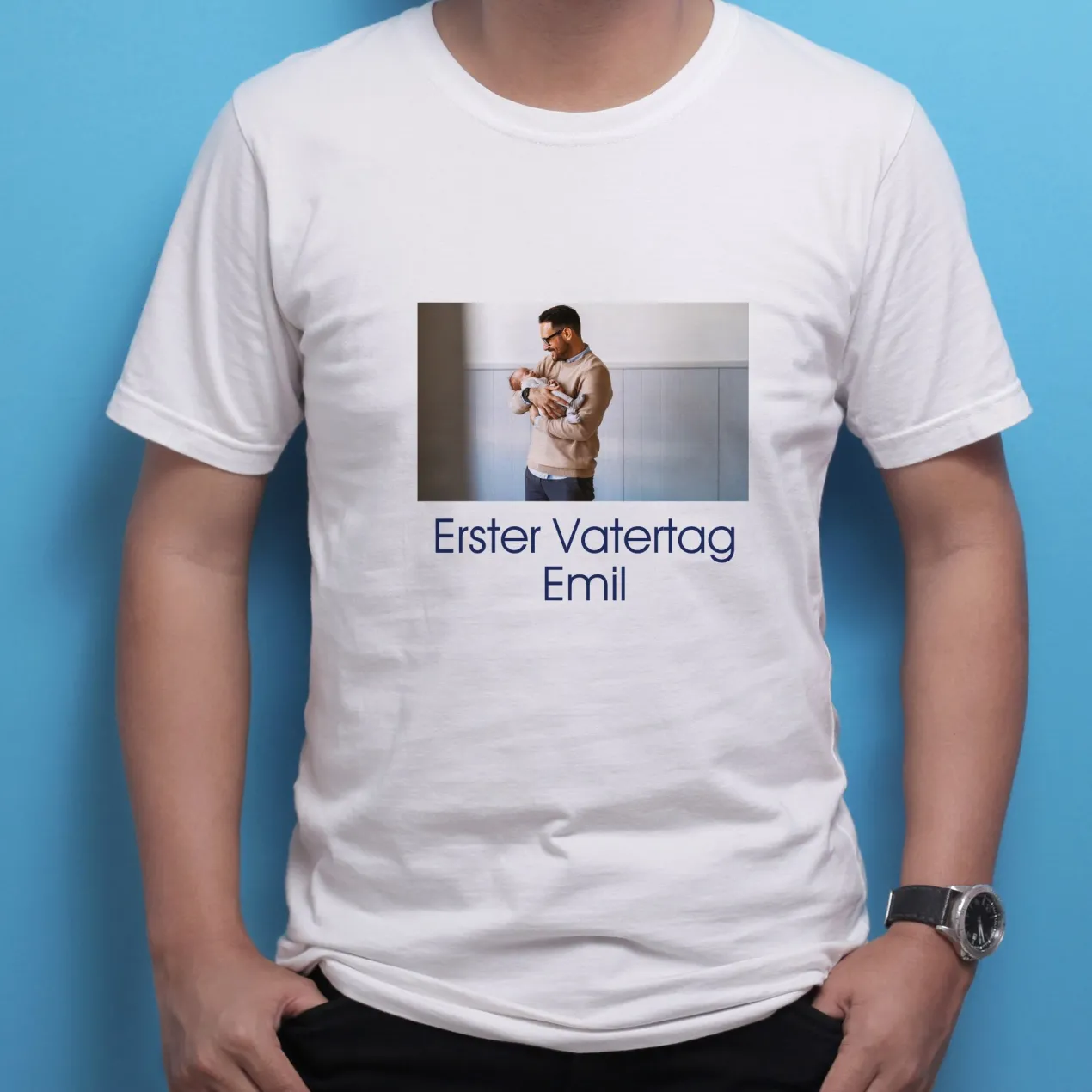 Personalisierbares T-Shirt für Männer mit Foto & Text | Weiß