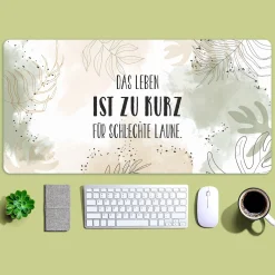 Personalisierbares XXL Mousepad mit Pflanzen-Motiv | Schreibtischunterlage mit Wunschtext