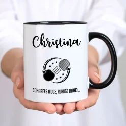 Personalisierbare Tasse mit Hobby-Motiven | Schriftart und Motiv wählbar