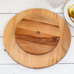 Personalisierbare Tortenplatte drehbar aus Holz mit Gravur | 30 cm | Servierplatte zur Hochzeit