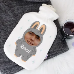 Personalisierbare Wärmflasche mit eigenem Gesicht & Name | Monster-Motiv | 4 Farben