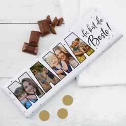 Personalisierbare XXL Schokolade mit 4 Fotos als Geschenk für die beste Mama | 300 g