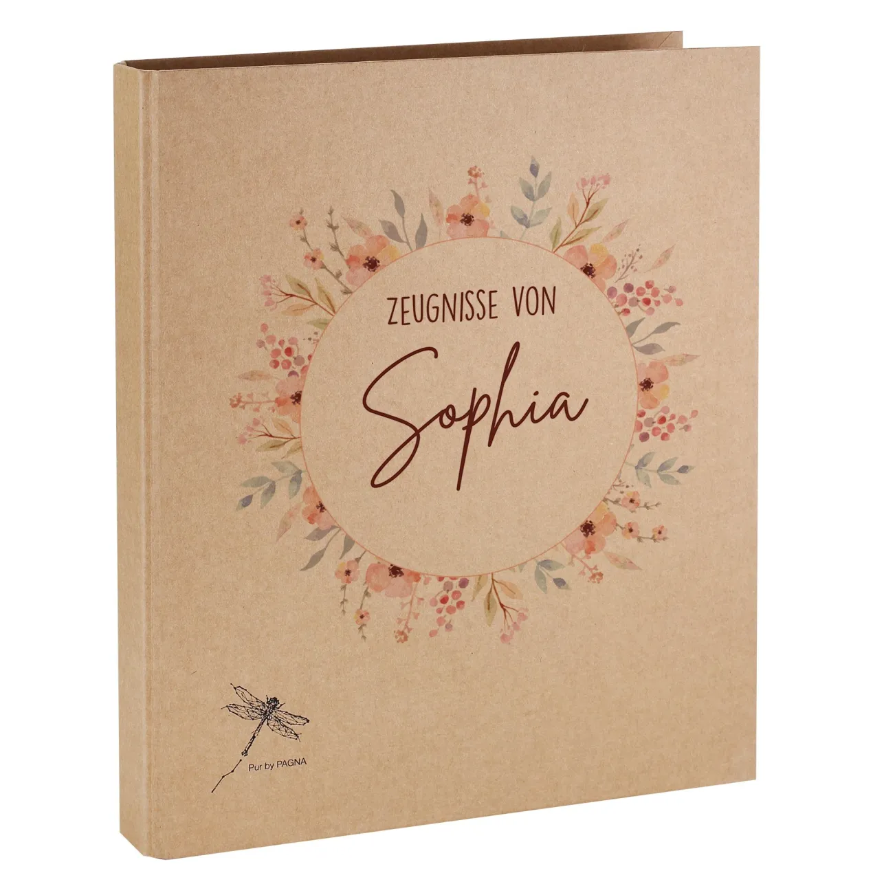 Personalisierbare Zeugnismappe mit Name | Motiv Blumenkranz