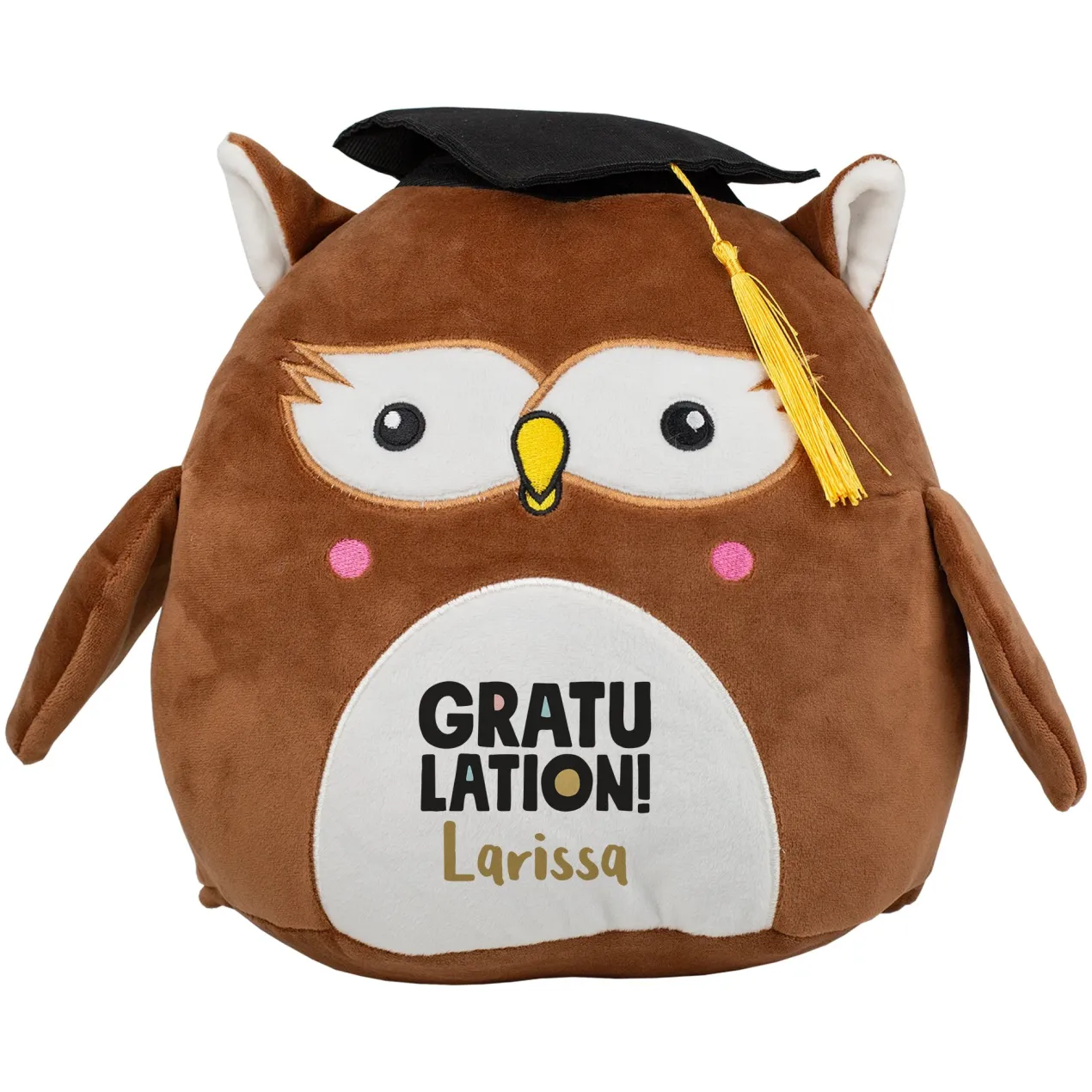 Personalisierte Abi-Eule 'Gratulation!' mit Name | Kuscheltier zum Schulabschluss & Abitur
