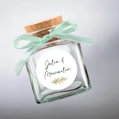 Personalisierte Aufkleber für Einladungen zur Hochzeit im 24er Set | Zweig-Motiv