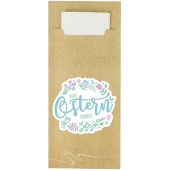 Personalisierte Bestecktasche mit 'Frohe Ostern' Motiv und Name | Tischdeko inkl. Serviette