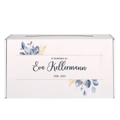 Personalisierte Briefbox für Trauerfeiern | Kondolenzbox mit Blattmotiv