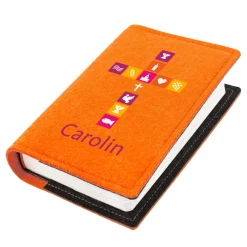 Personalisierte Buchhülle für Gotteslob & Gesangbuch mit Kreuz und Name | Geschenk für Mädchen und Frauen