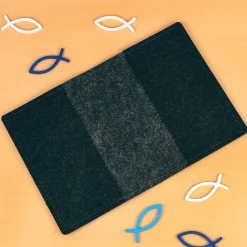 Personalisierte Buchhülle für Gotteslob & Gesangbuch mit Watercolor Kreuz | Anthrazit oder Orange