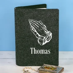 Personalisierte Buchhülle für Gotteslob mit Motiv betende Hände & Name | Hülle für Gesangbuch & Bibel