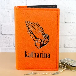 Personalisierte Buchhülle für Gotteslob mit Motiv betende Hände & Name | Hülle für Gesangbuch & Bibel