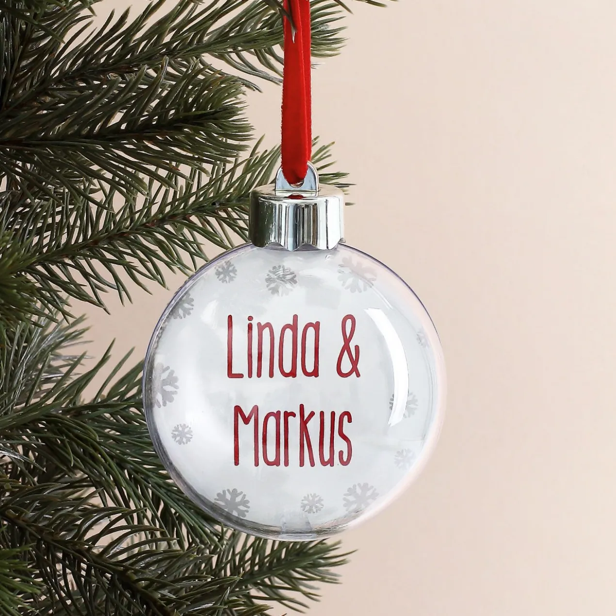 personalisierte Christbaum-Kugel mit Foto und Wunschtext