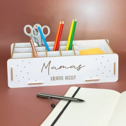 Personalisierte clipfritz Stiftebox aus Holz mit Name | Schreibtisch Organizer als Geschenk