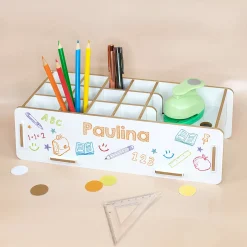 Personalisierte clipfritz Stiftebox aus Holz für Kinder | Organizer mit Name als Geschenk