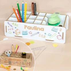 Personalisierte clipfritz Stiftebox aus Holz für Kinder | Organizer mit Name als Geschenk