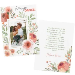 personalisierte Dankekarte zur Hochzeit mit Foto und Wunschtext