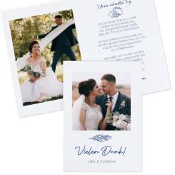 Personalisierte Dankeskarte zur Hochzeit als Klappkarte mit Fotos & mediterranem Motiv | Danksagung