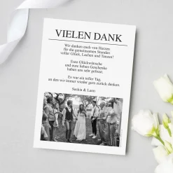 Personalisierte Danksagung zur Hochzeit im Zeitungsstil mit Foto & Wunschtext | Wedding Times Karte
