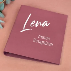 Personalisierte Dokumentenmappe aus Leinen mit Name und Wunschtext | Farbauswahl