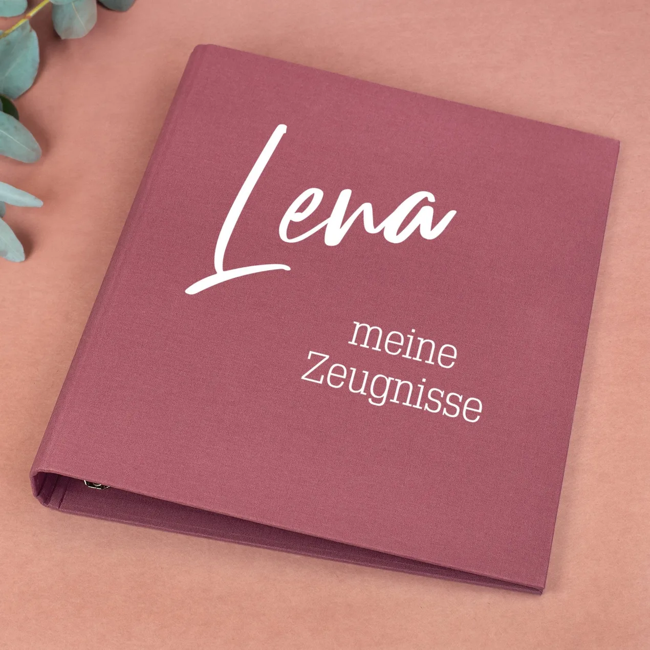 Personalisierte Dokumentenmappe aus Leinen mit Name und Wunschtext | Farbauswahl