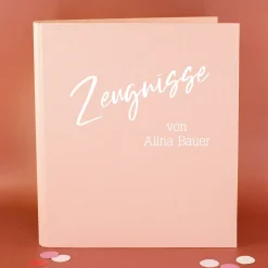 Personalisierte Dokumentenmappe aus Leinen mit Name und Wunschtext | Farbauswahl