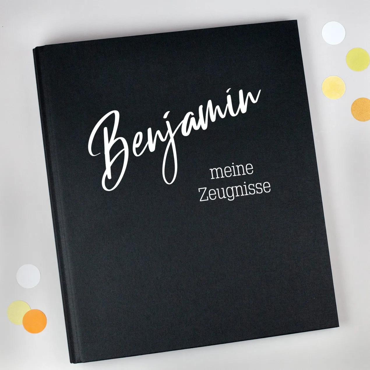 Personalisierte Dokumentenmappe aus Leinen mit Name und Wunschtext | Farbauswahl