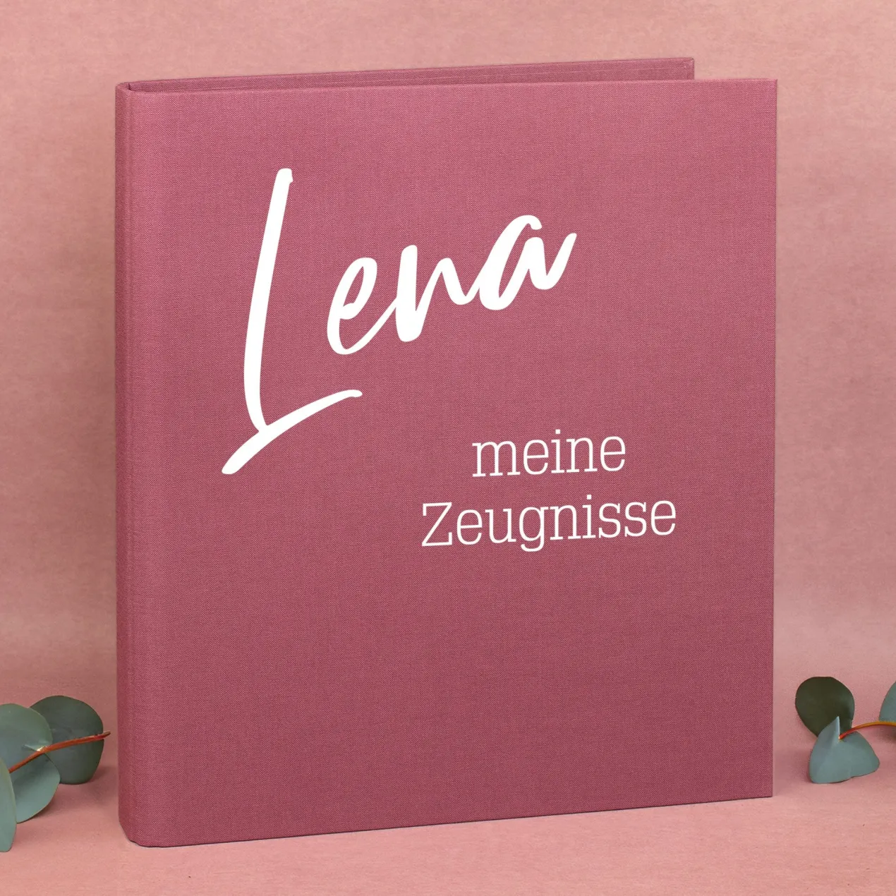 Personalisierte Dokumentenmappe aus Leinen mit Name und Wunschtext | Farbauswahl