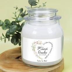 Personalisierte Duftkerze für Mama zum Muttertag o. Geburtstag | Wiesenblumen Herz