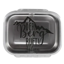 Personalisierte Edelstahl Brotdose für Wanderer – Der Berg ruft! Lunchbox