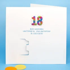 Personalisierte Einladungskarte zum 18. Geburtstag mit Foto & Konfetti-Zahl | Klappkarte mit Umschlag