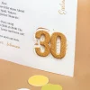 Personalisierte Einladungskarte zum 30. Geburtstag mit Foto & goldener Zahl | Klappkarte mit Umschlag