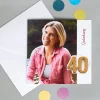 Personalisierte Einladungskarte zum 40. Geburtstag mit Foto & goldener Zahl | Klappkarte mit Umschlag
