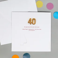 Personalisierte Einladungskarte zum 40. Geburtstag mit Foto & goldener Zahl | Klappkarte mit Umschlag