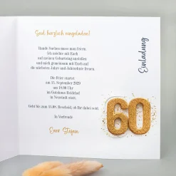 Personalisierte Einladungskarte zum 60. Geburtstag mit Foto | Klappkarte mit Umschlag