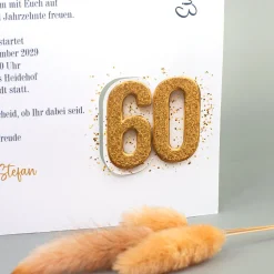 Personalisierte Einladungskarte zum 60. Geburtstag mit Foto | Klappkarte mit Umschlag